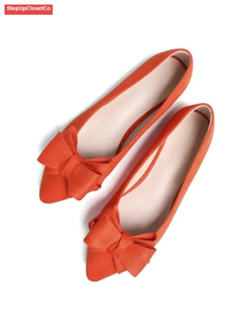 Satin Ballet Flats with Bowknot, Pointed Toe, Low Heel, Slip Resistant